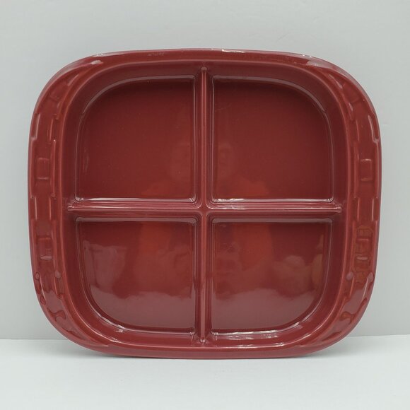 Longaberger Woven Traditions Paprika Divided Serving Dish 4 Part Appetizer Plate - Picture 4 of 6